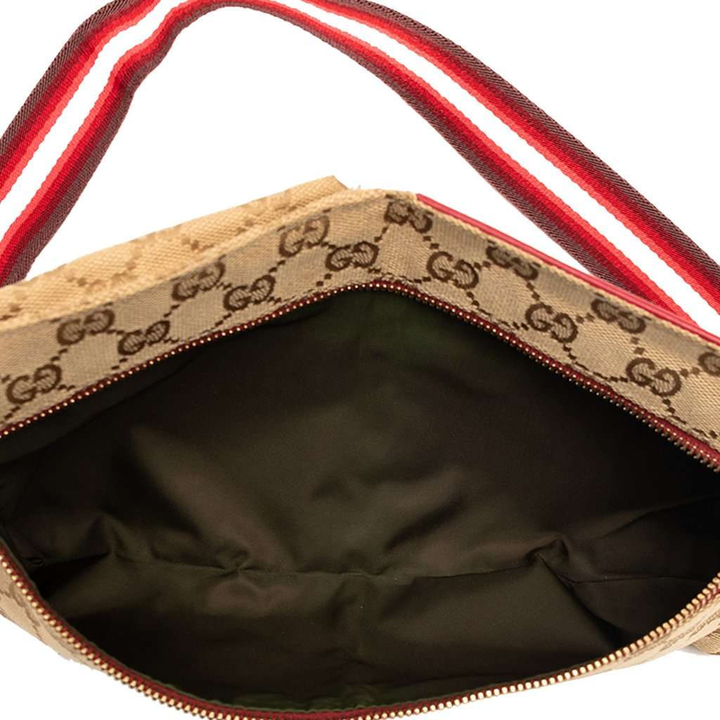 Gucci GG Canvas Web Double Pocket Belt Bag Beige Very good - Model View