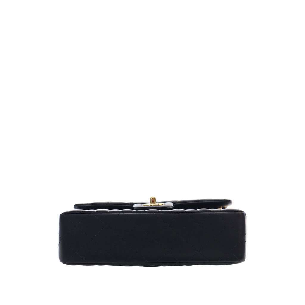 Chanel Small Classic Lambskin Double Flap Black Leather Very good condition - Inside View