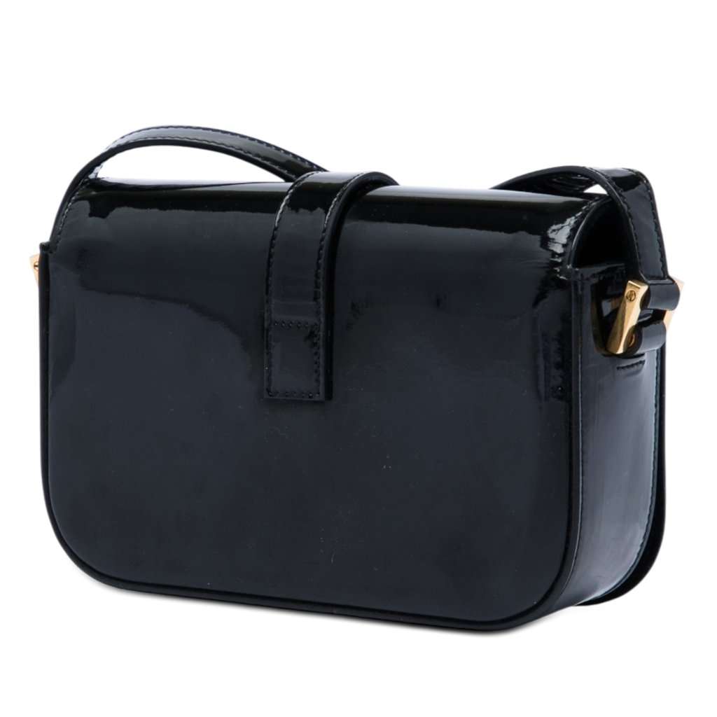 Saint Laurent Small Patent Monogram Universite Crossbody Black Leather Good - Back View