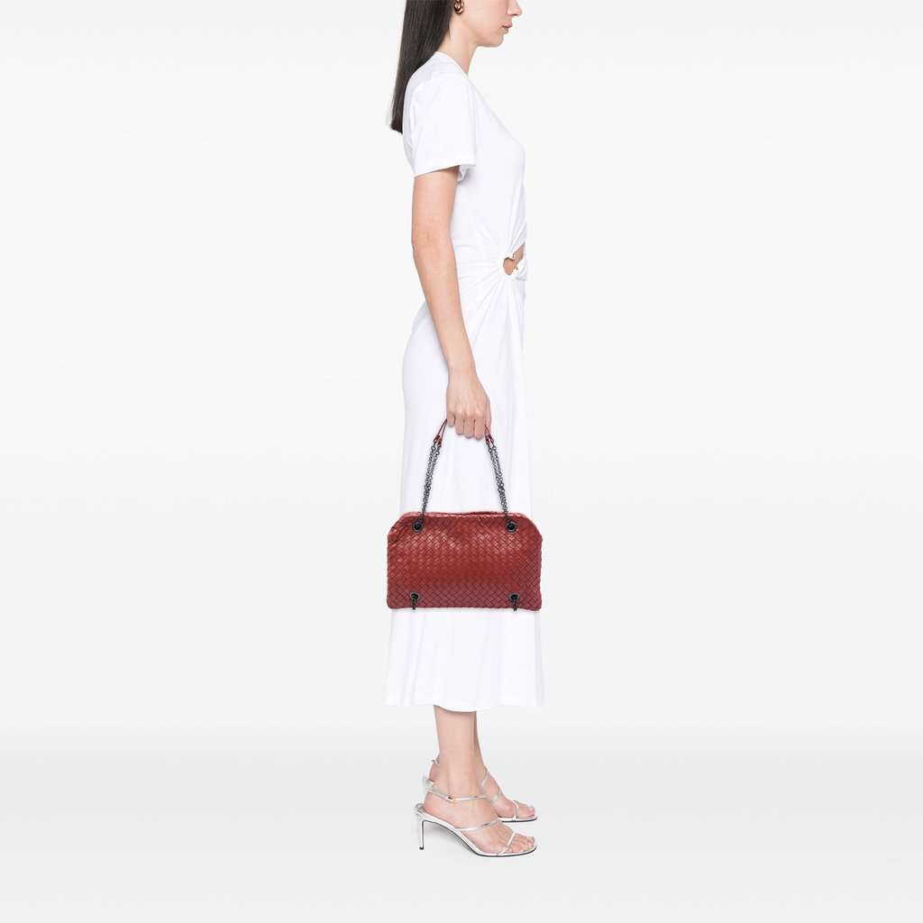 Bottega Veneta Nappa Intrecciato Duo Shoulder Bag Red Leather Very good - Box View