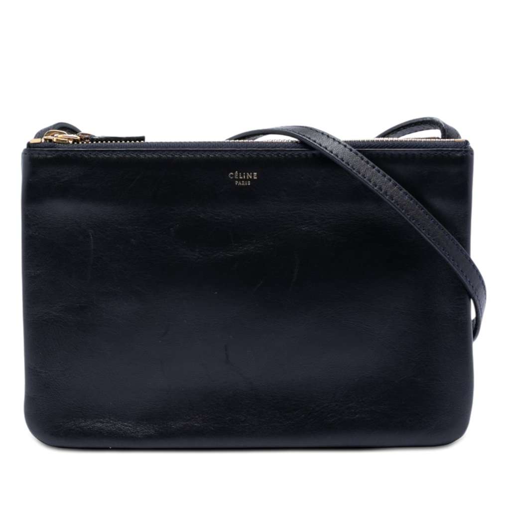 Celine Small Lambskin Trio Crossbody Blue Leather Very good condition - Front View