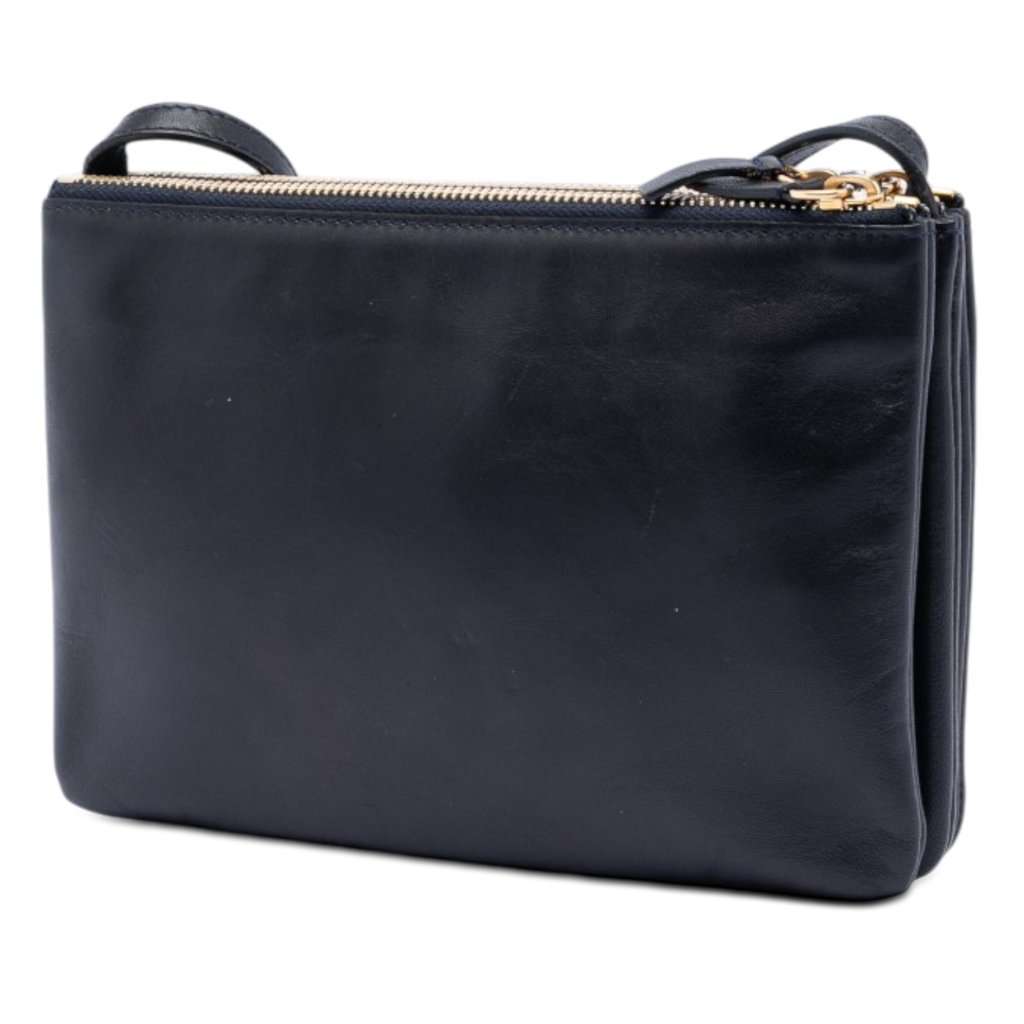 Celine Small Lambskin Trio Crossbody Blue Leather Very good condition - Back View