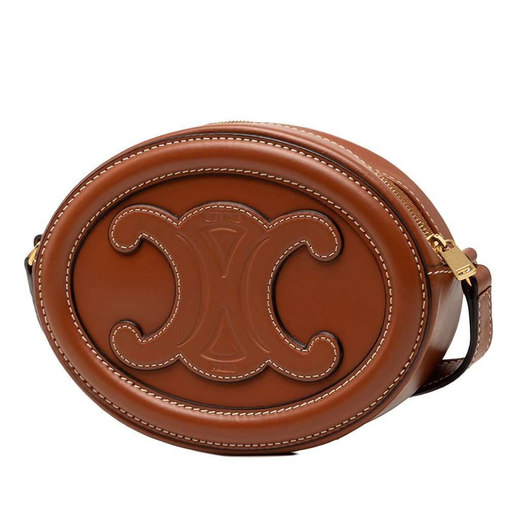 Celine Small Calfskin Cuir Triomphe Oval Crossbody Brown Leather Very good condition - Back View