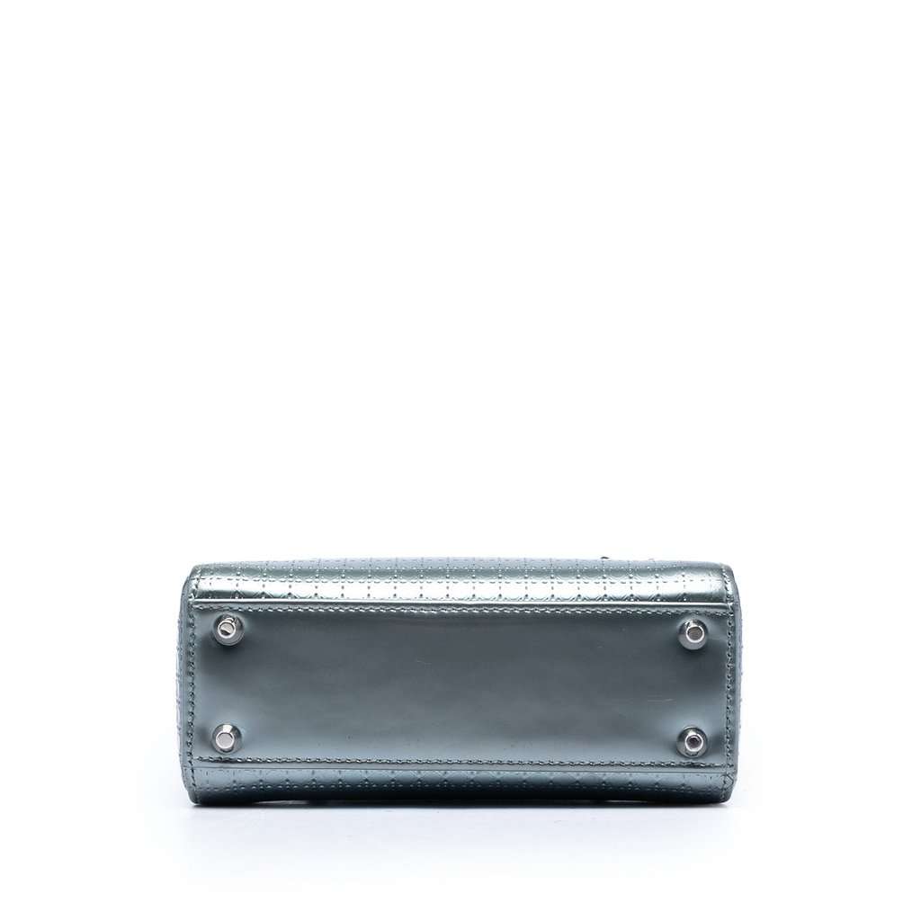 Dior Mini Metallic Patent Microcannage Lady Dior Blue Leather Very good condition - Inside View
