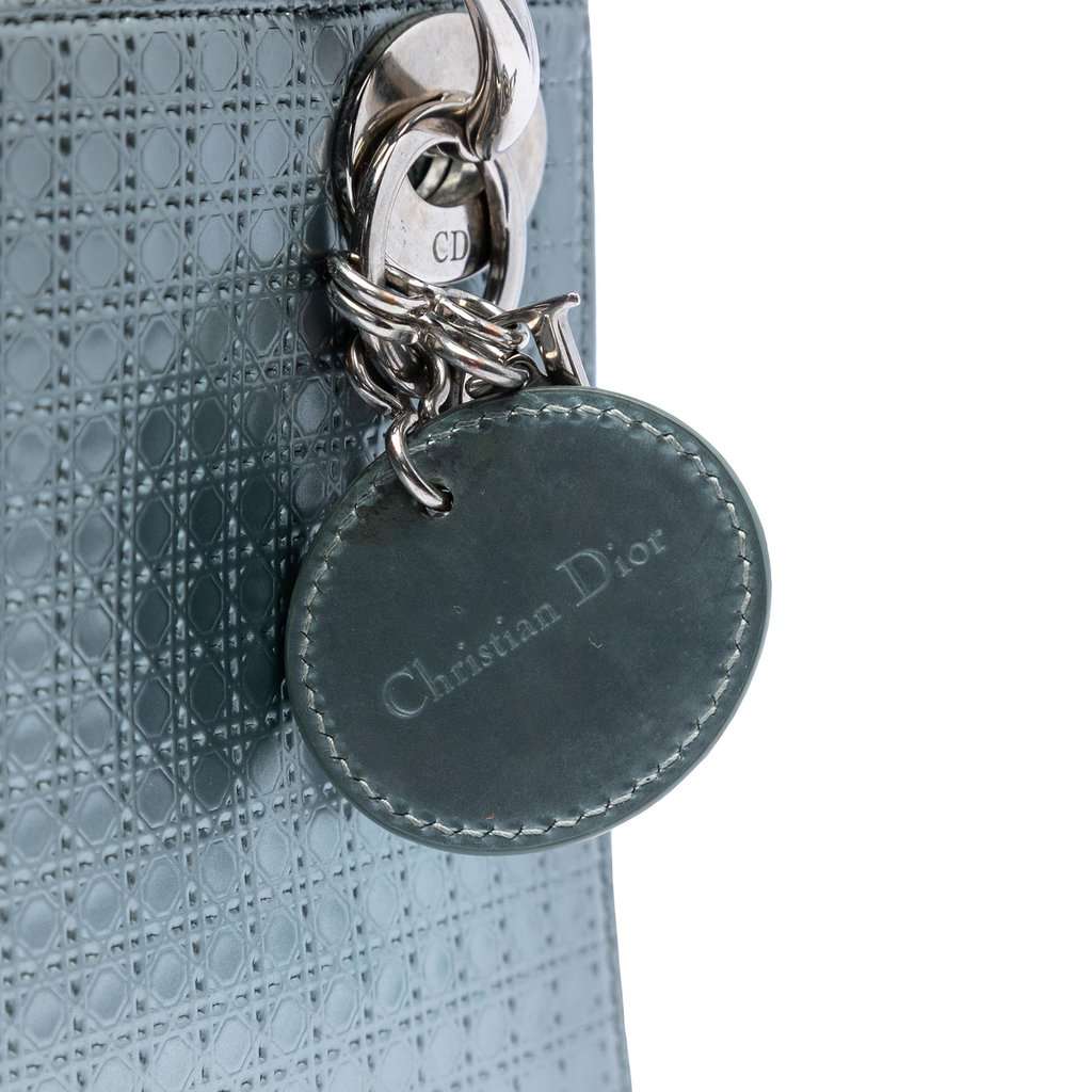 Dior Mini Metallic Patent Microcannage Lady Dior Blue Leather Very good condition - Box View