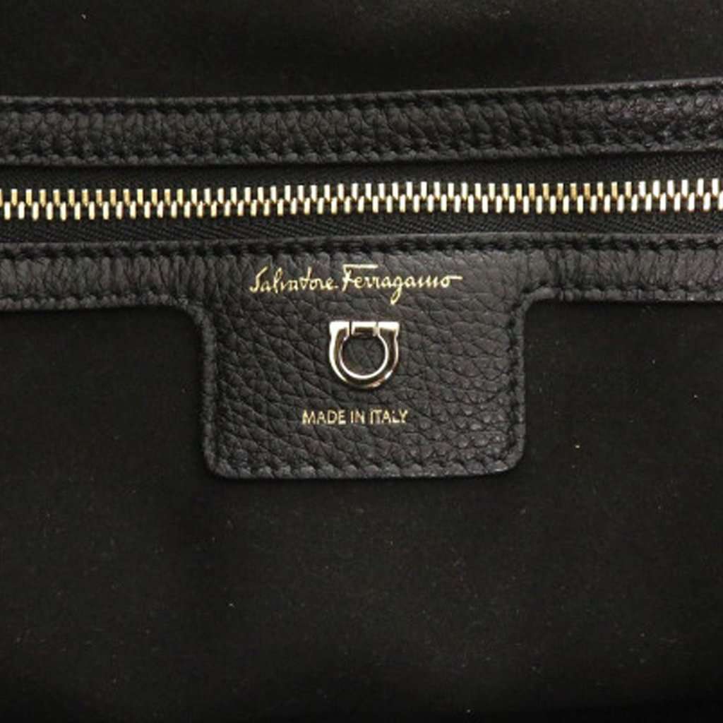 Salvatore Ferragamo Grained Calfskin Studded Gancini Tote Black Leather Very good condition - Box View