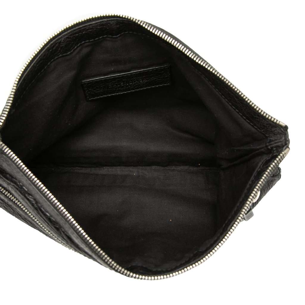 Balenciaga Lambskin Motocross Classic Clip Clutch M Black Leather Good - Model View