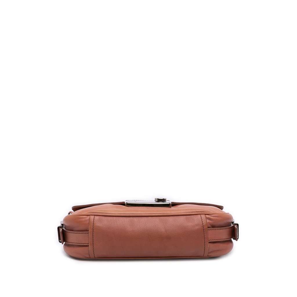 Prada Vitello Daino Sound Lock Shoulder Bag Brown Leather Good - Inside View