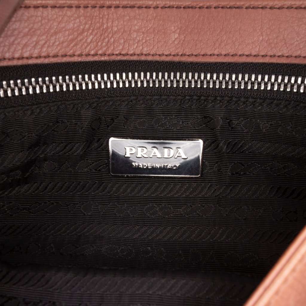 Prada Vitello Daino Sound Lock Shoulder Bag Brown Leather Good - Box View