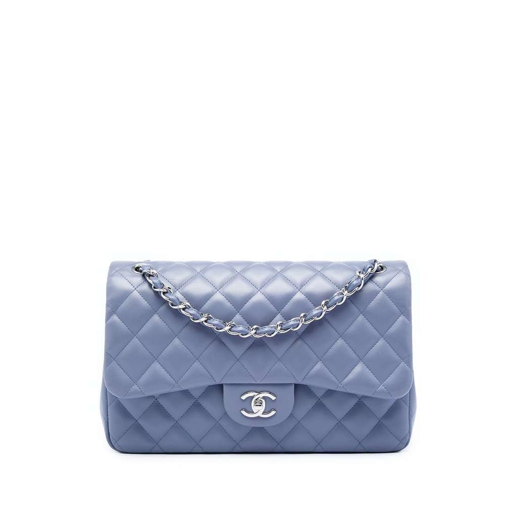 Chanel Jumbo Classic Lambskin Double Flap Purple Leather Very good - Front View