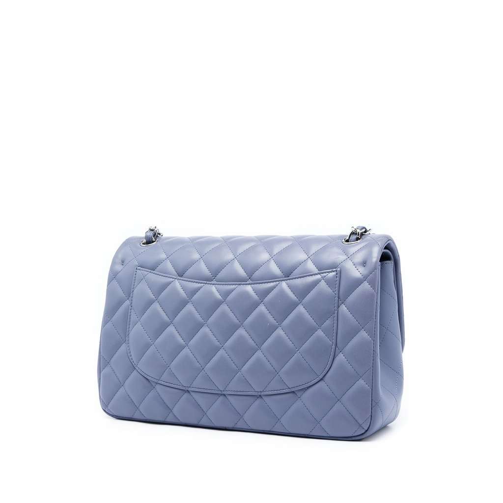 Chanel Jumbo Classic Lambskin Double Flap Purple Leather Very good - Back View