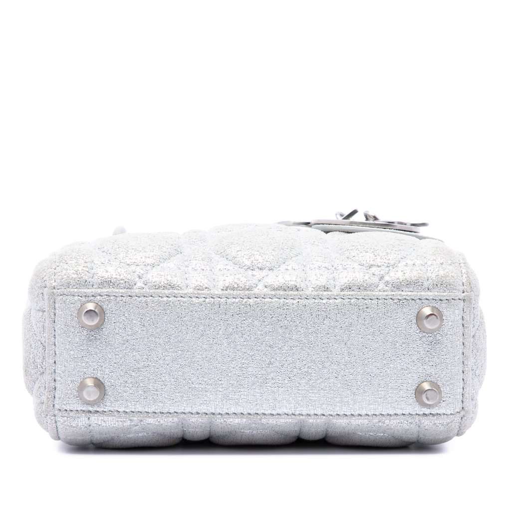 Dior Micro Metallic Calfskin Cannage Lady Dior Silver Leather Very good condition - Inside View