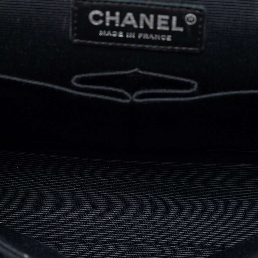 Chanel Medium Classic Tweed and Ribbon Logo Double Flap Black Very good - Model View