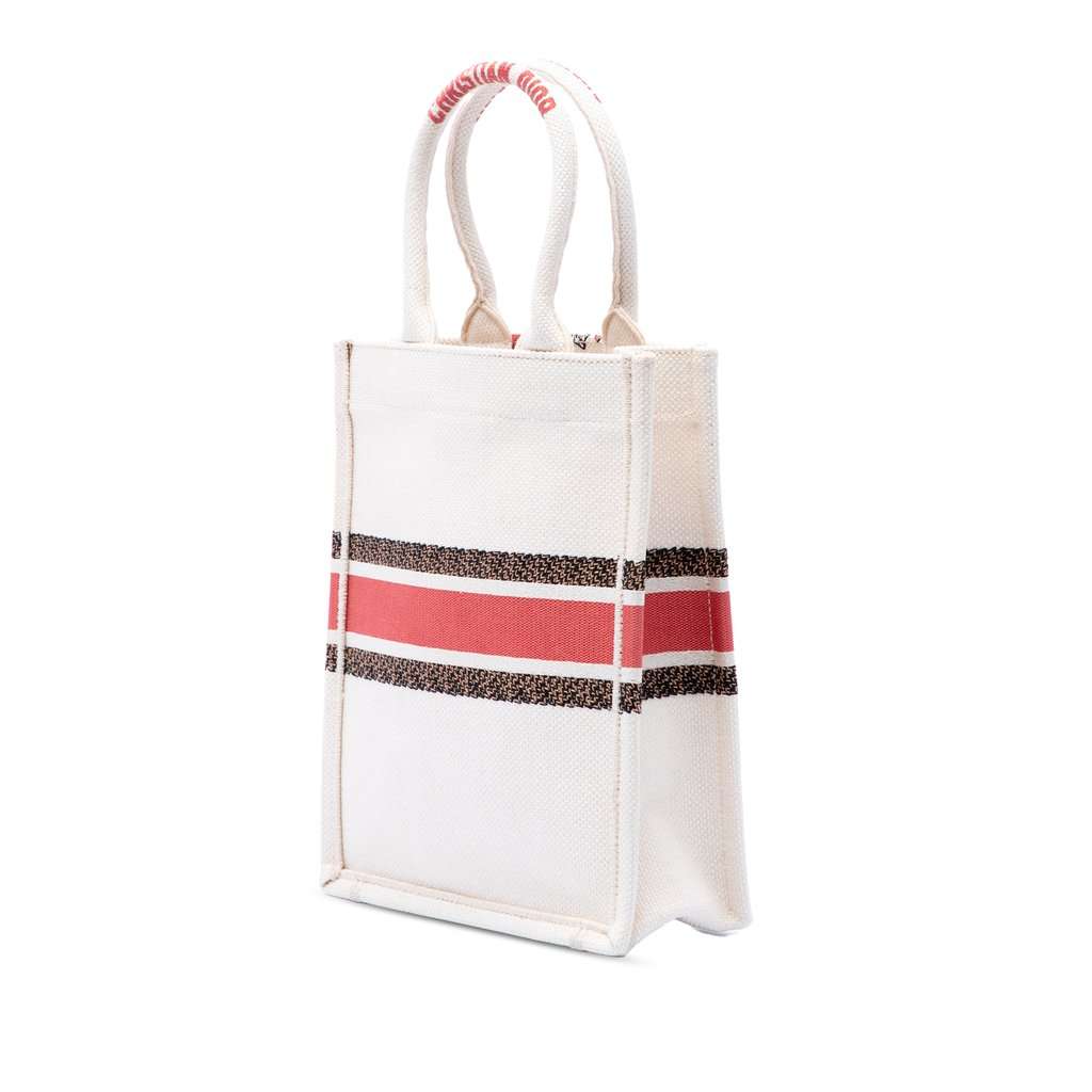 Dior Embroidered Canvas Fleurs Bibliques Vertical Book Tote Brown Very good condition - Back View