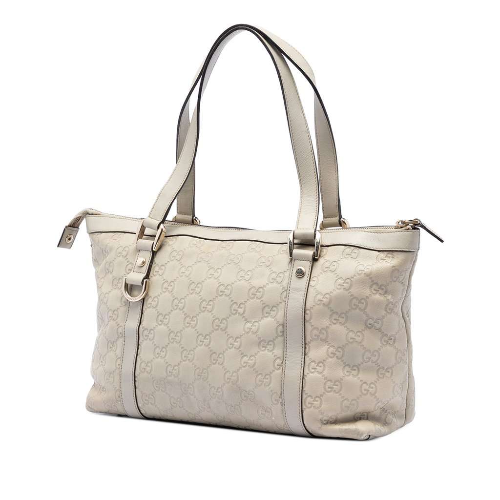 Gucci Guccissima Abbey D Ring Tote White Leather Very good condition - Back View