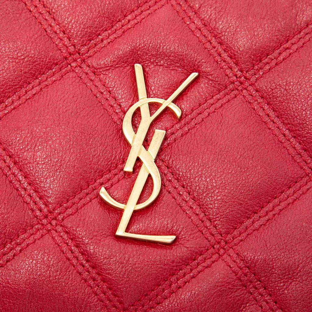 Saint Laurent Mini Quilted Lambskin Becky Double Zip Crossbody Red Leather Very good condition - Box View