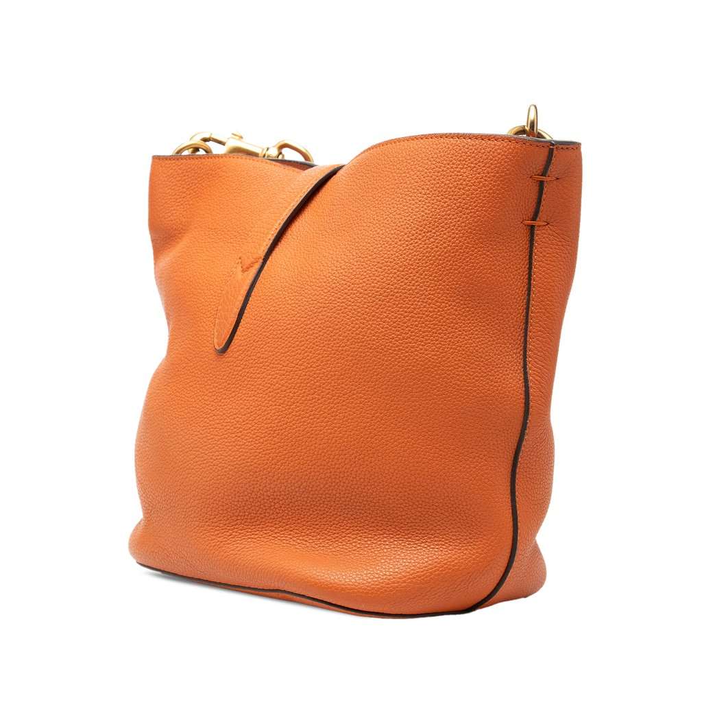 Gucci Grained Calfskin Soft Jackie Bucket Bag Orange Leather Very good - Back View