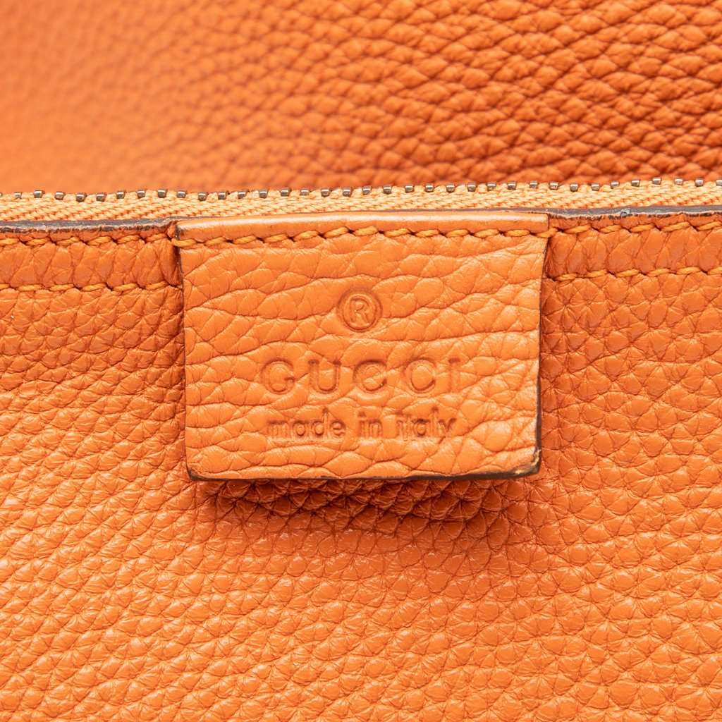 Gucci Grained Calfskin Soft Jackie Bucket Bag Orange Leather Very good - Box View