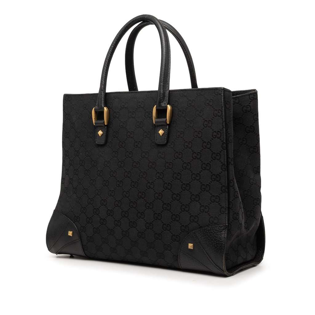 Gucci GG Canvas Nailhead Handbag Black Very good condition - Back View
