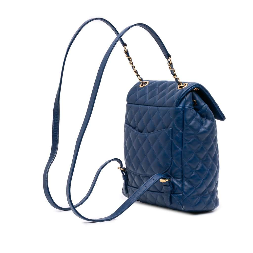 Chanel Small Lambskin Urban Spirit Backpack Blue Leather Good condition - Back View