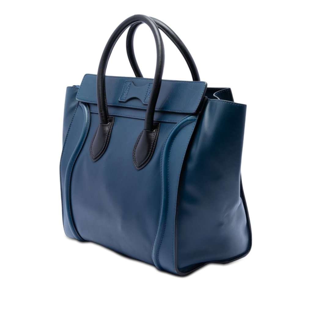 Celine Mini Bicolor Leather Luggage Tote Blue Leather Very good condition - Back View