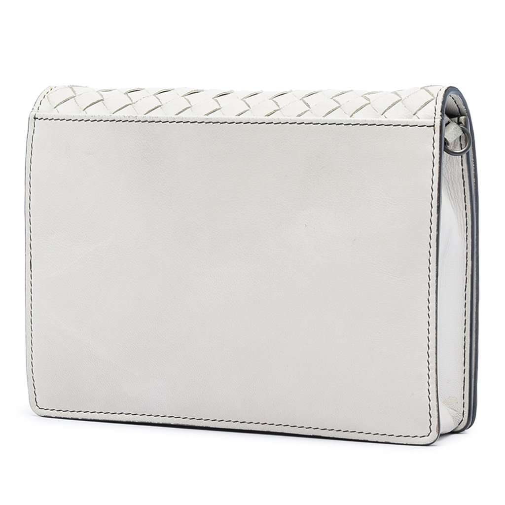 Bottega Veneta Nappa Intrecciato Abstract Wallet On Chain White Leather Very good - Back View