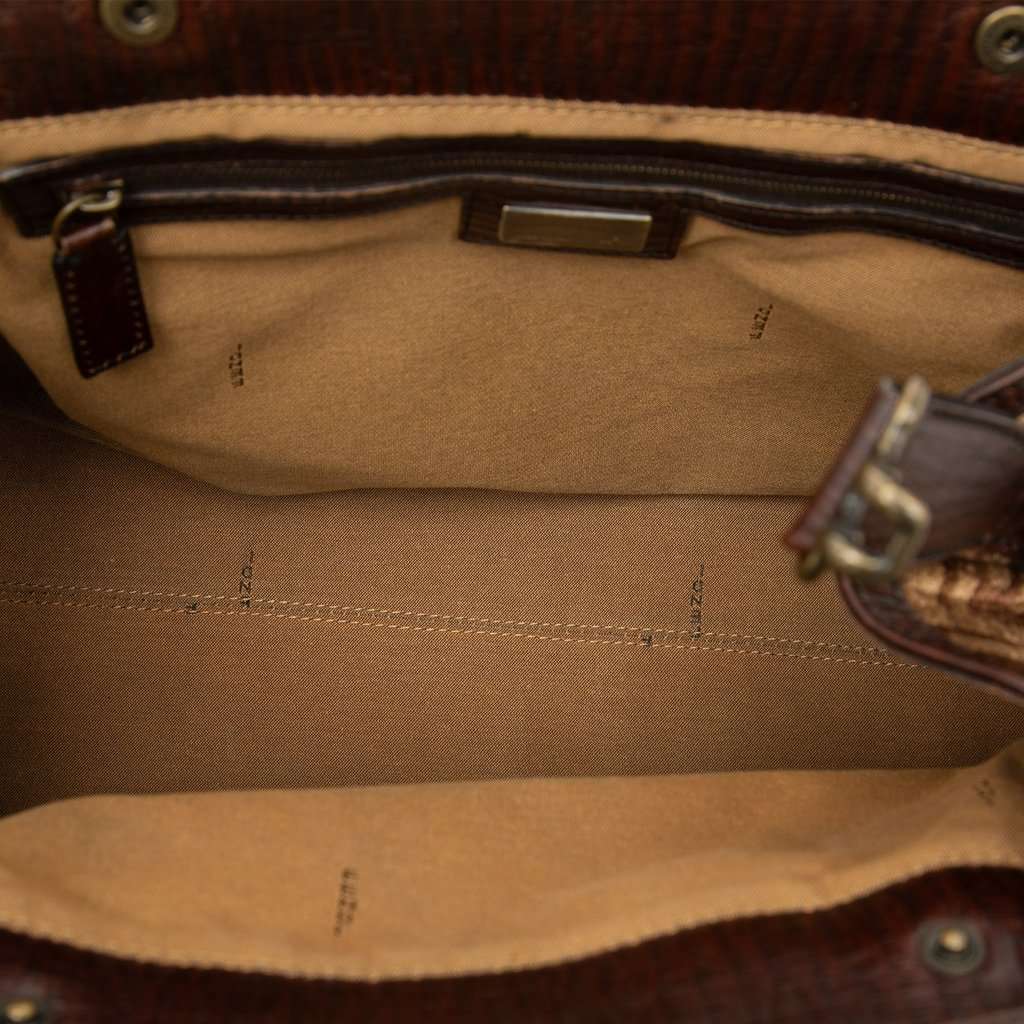 Fendi Medium Zucca Velvet Etniko Du Jour Handbag Brown Very good condition - Model View