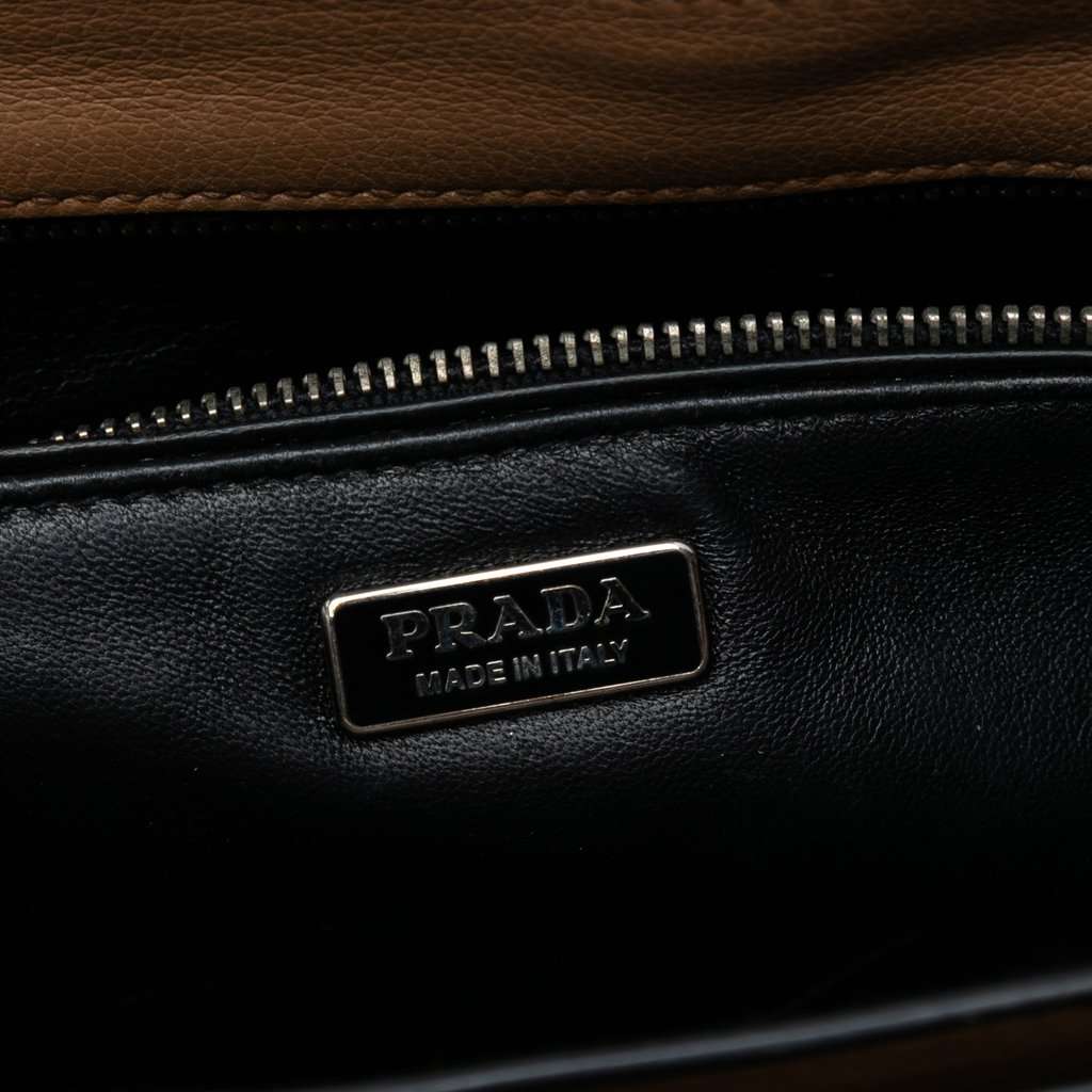 Prada Glace Calf Arcade Crossbody Brown Leather Very good - Box View