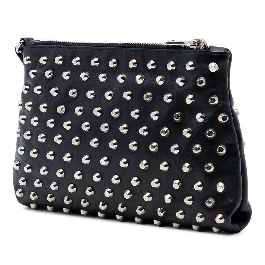 Prada Studded Leather Clutch Black Leather Very good condition - Back View