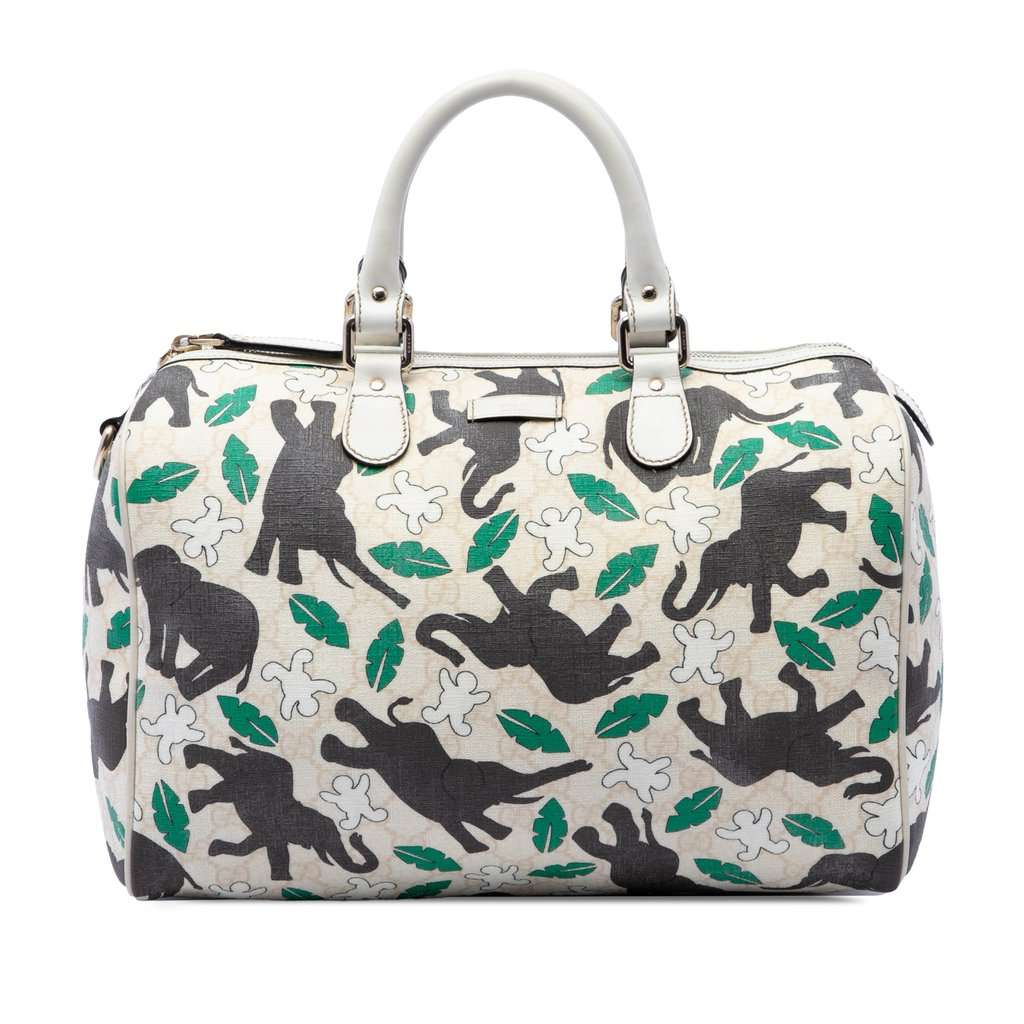 Gucci Limited Edition Medium GG Supreme Snowman In Africa Joy Boston Bag Beige Very good - Front View