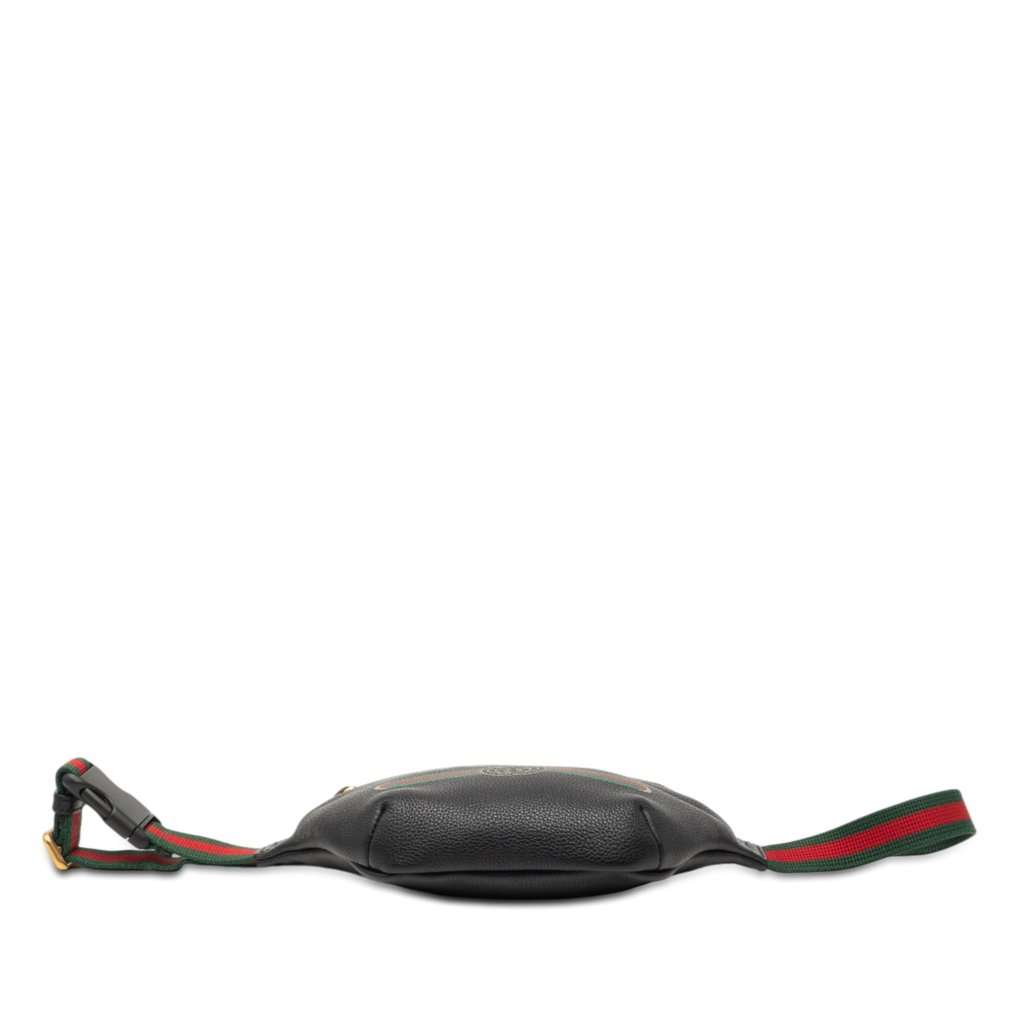 Gucci Small Grained Calfskin Web Logo Belt Bag Black Leather Very good condition - Inside View