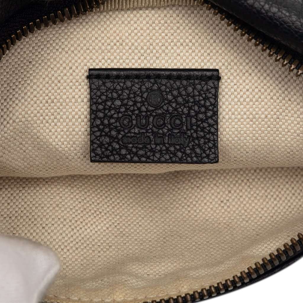 Gucci Small Grained Calfskin Web Logo Belt Bag Black Leather Very good condition - Box View