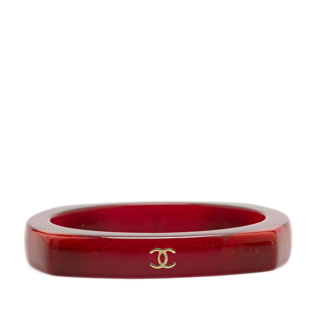 Chanel CC Resin Bangle Red Plastic Very good condition - Front View