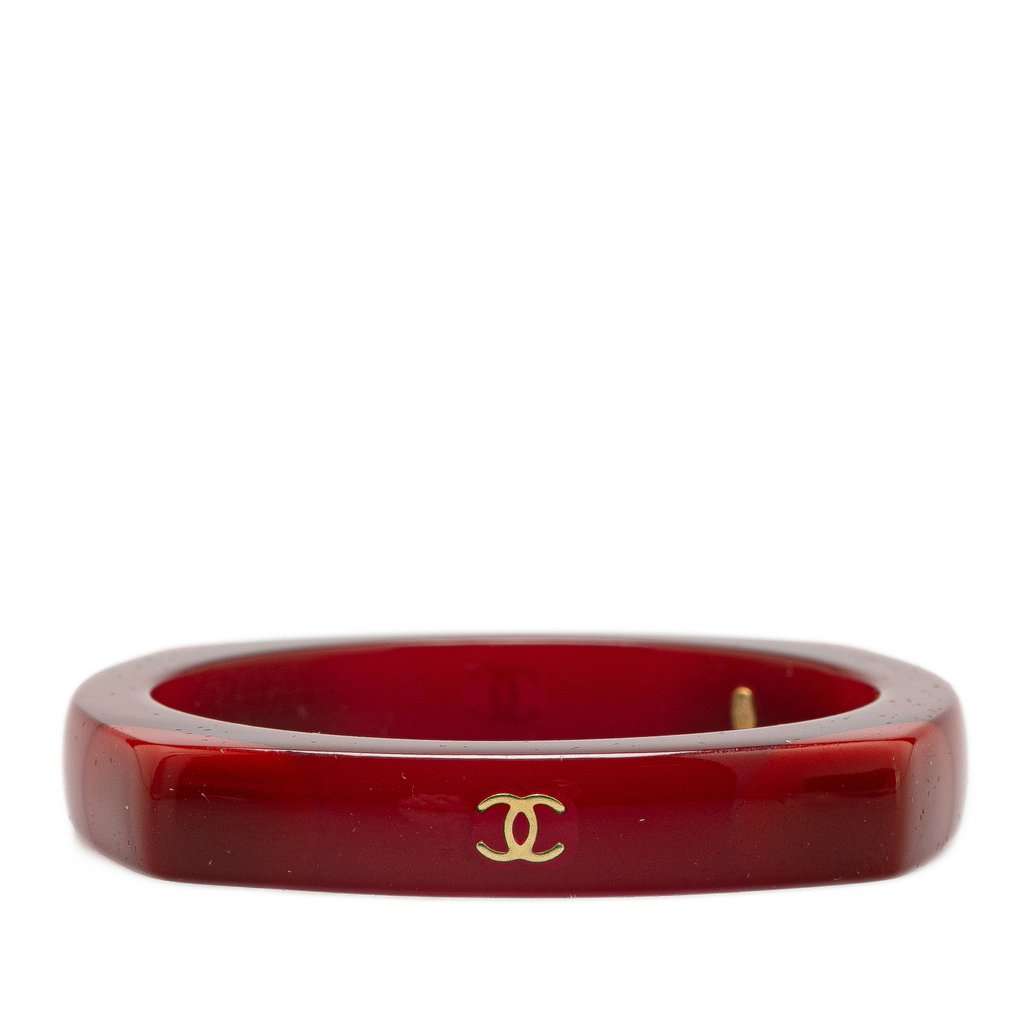 Chanel CC Resin Bangle Red Plastic Very good condition - Inside View