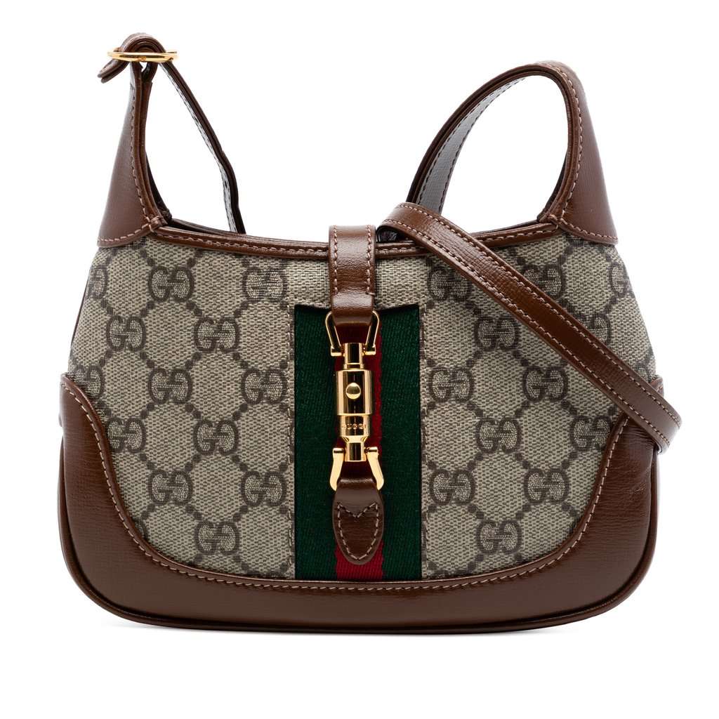 Gucci Mini GG Supreme Web Jackie 1961 Crossbody Beige Very good condition - Front View