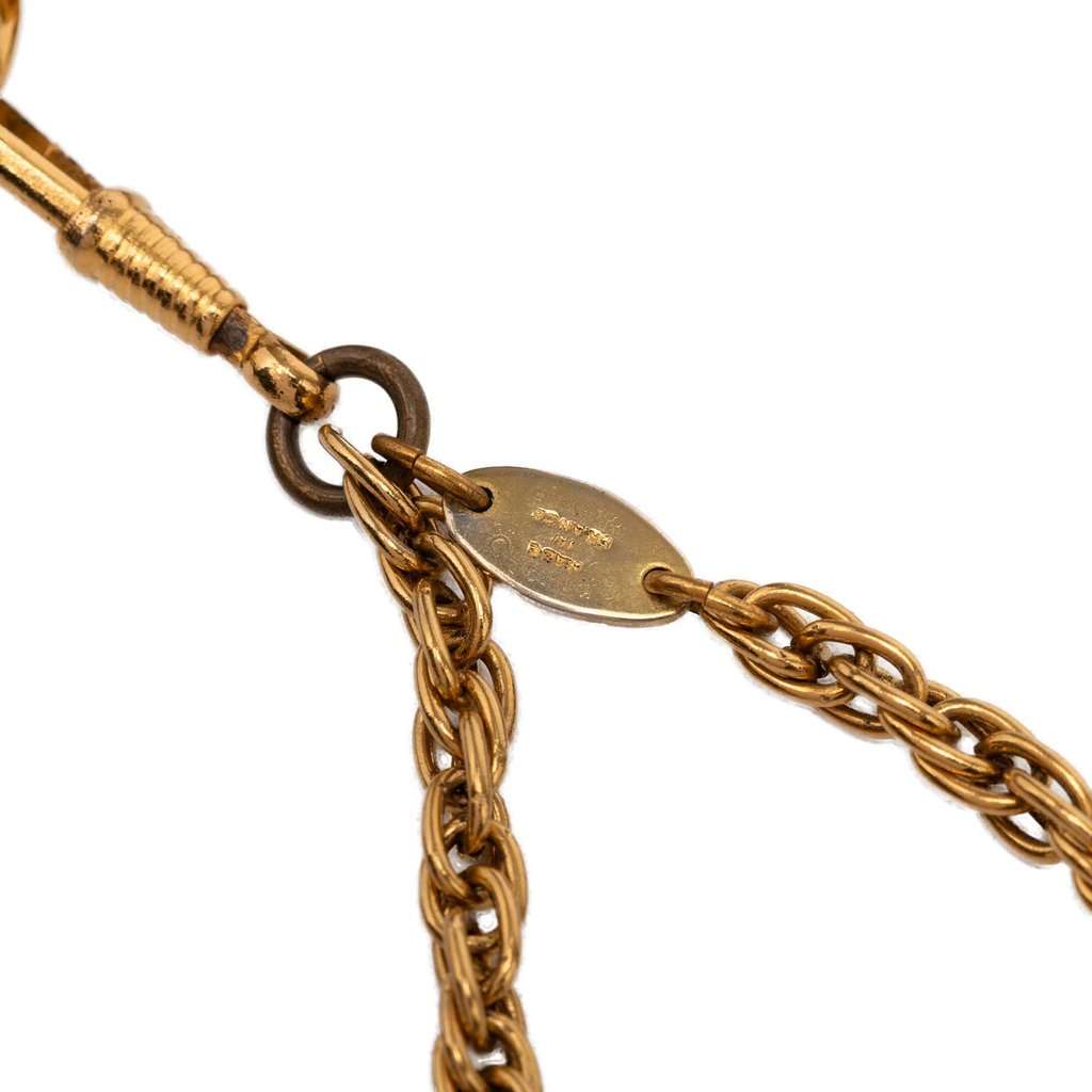 Chanel CC Gold Plated Double Chain Loupe Magnifying Glass Pendant Necklace Gold Metal Very good - Model View