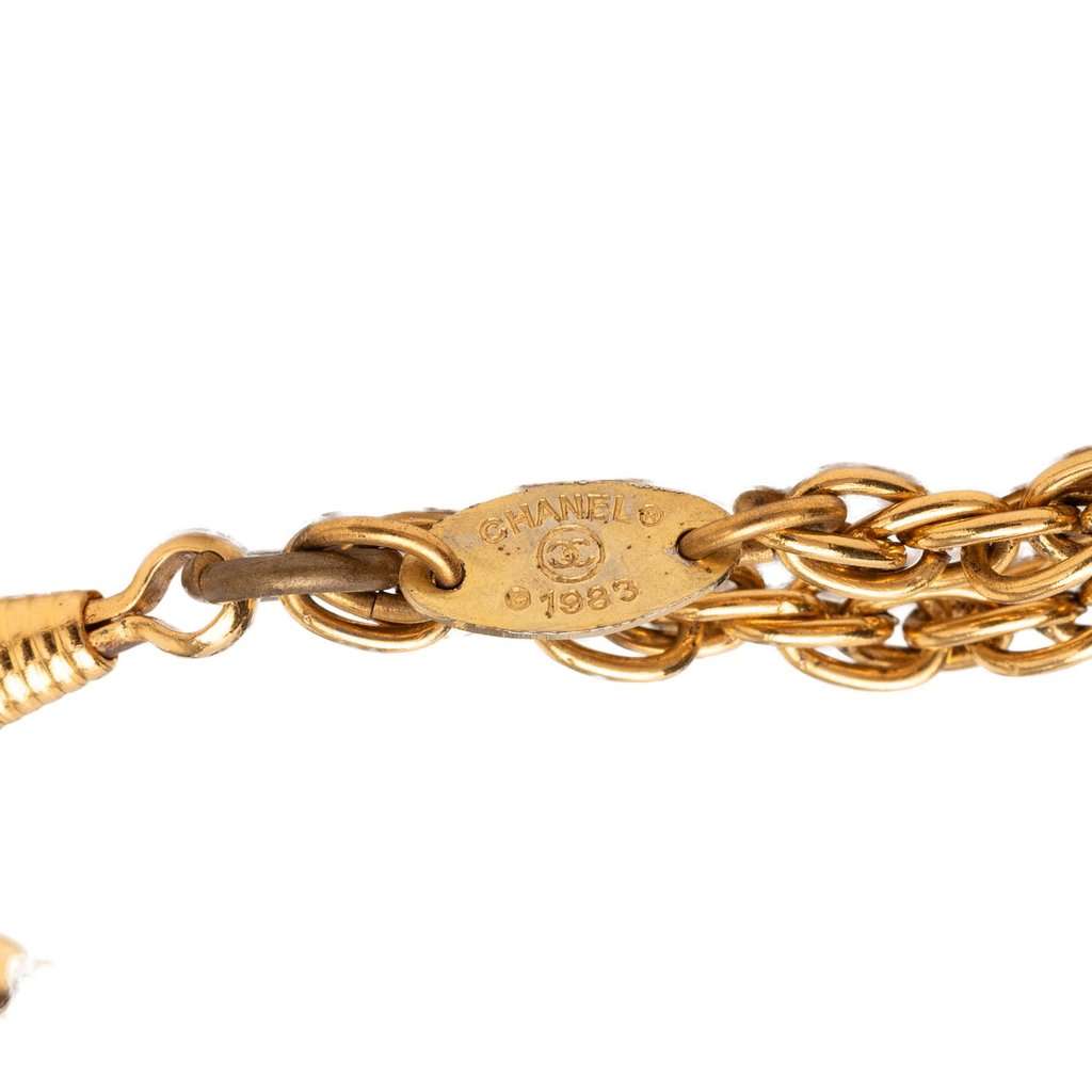 Chanel CC Gold Plated Double Chain Loupe Magnifying Glass Pendant Necklace Gold Metal Very good - Box View