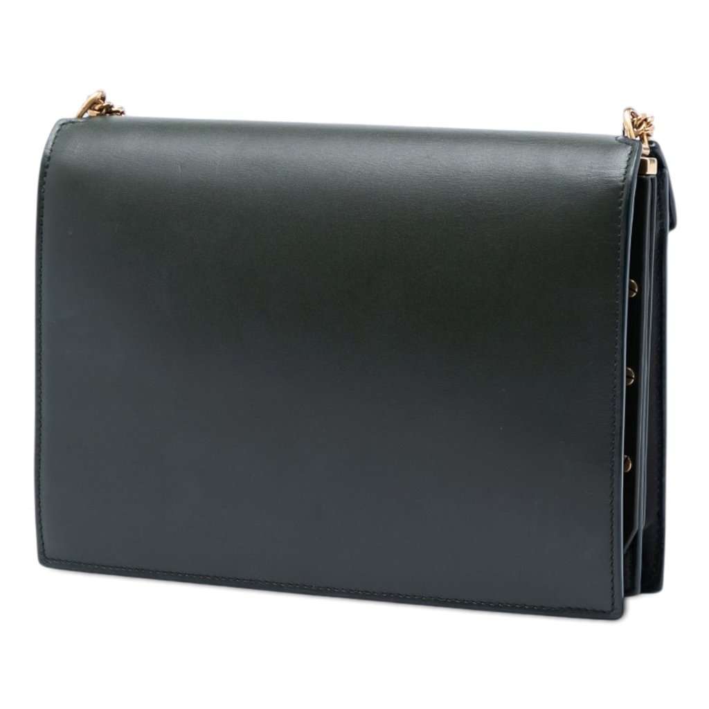 Saint Laurent Suede and Calfskin Monogram Cassandra Clasp Bag Green Leather Very good - Back View