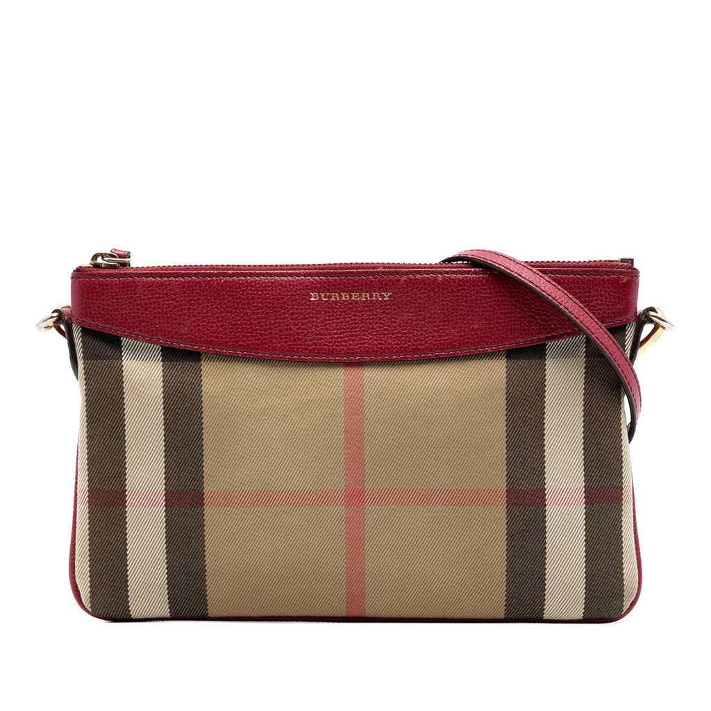 Burberry House Check Canvas Derby Peyton Crossbody Brown Very good - Front View