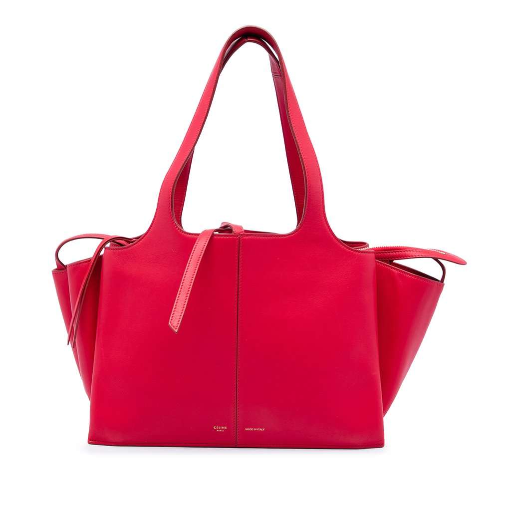 Celine Small Leather Trifold Tote Red Leather Very good - Front View