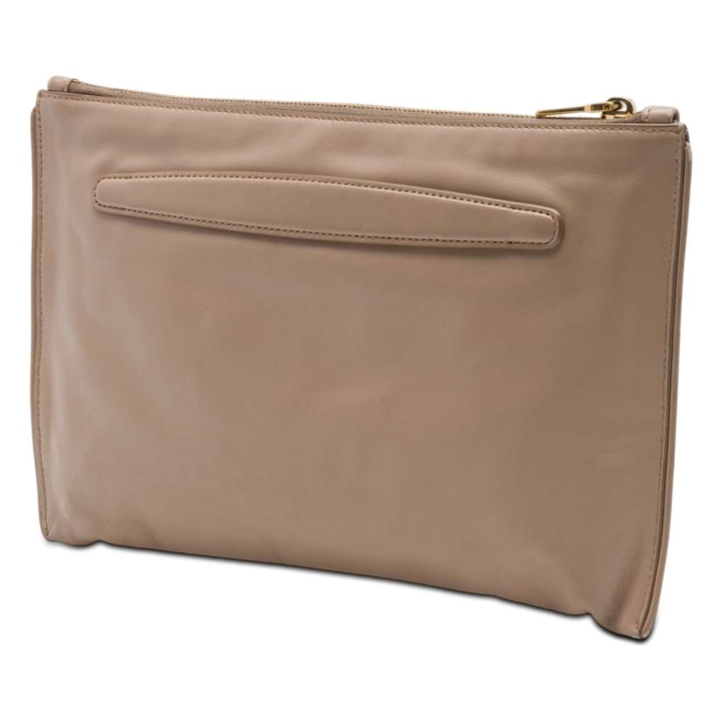 Miu Miu Studded Leather Zip Clutch Beige Leather Very good - Back View