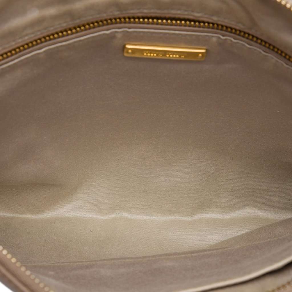 Miu Miu Studded Leather Zip Clutch Beige Leather Very good - Model View