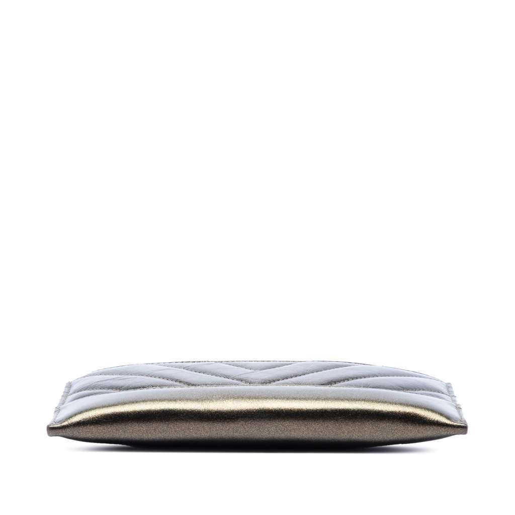 Chanel Chevron Metallic Aged Calfskin Gabrielle Zip Pouch Brown Leather Very good condition - Inside View
