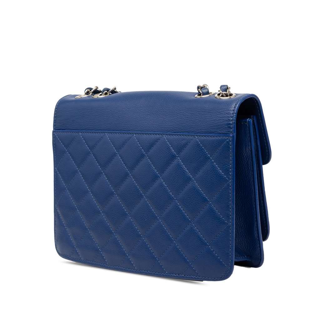 Chanel Small CC Caviar Box Urban Companion Flap Blue Leather Very good - Back View