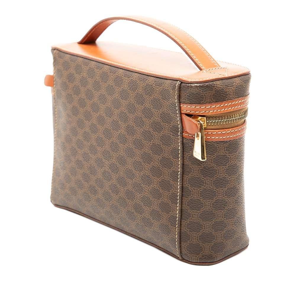 Celine Macadam Coated Canvas Vanity Bag Brown Very good condition - Back View