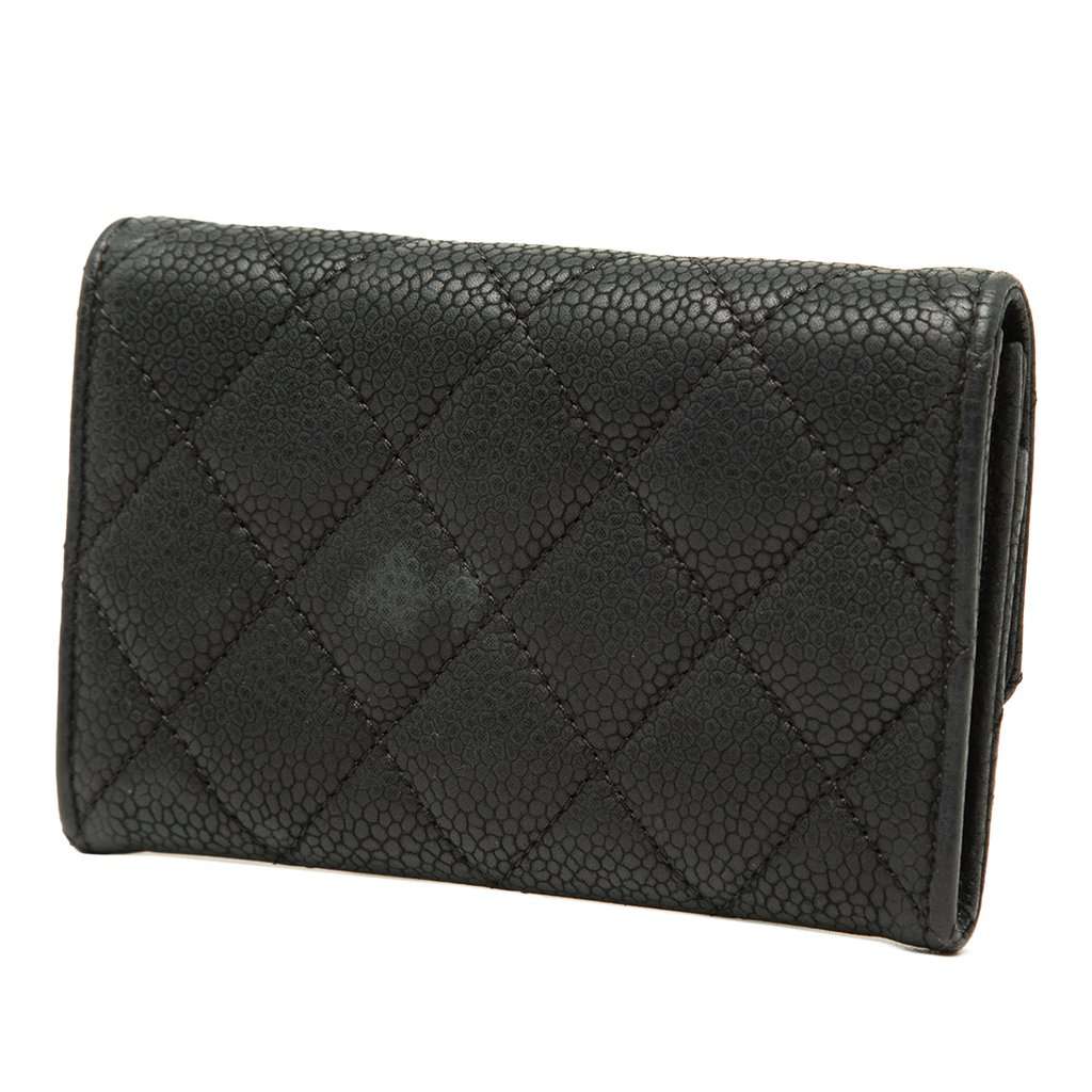 Chanel CC Quilted Caviar Flap Card Holder Black Leather Very good - Back View