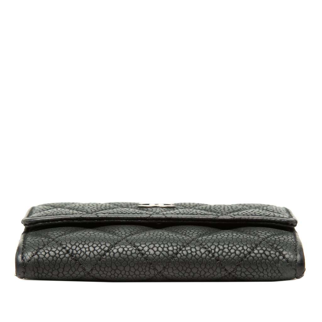Chanel CC Quilted Caviar Flap Card Holder Black Leather Very good - Inside View