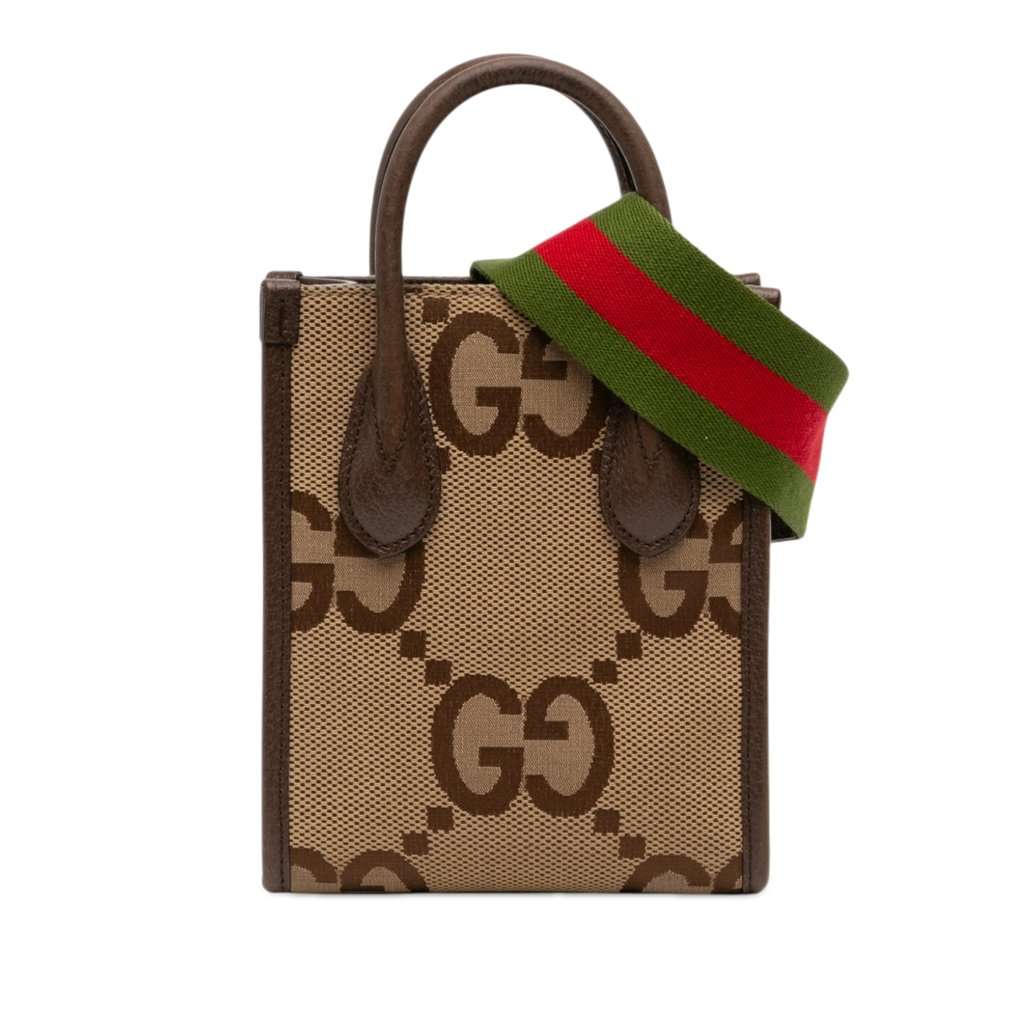 Gucci Mini Jumbo GG Canvas Web Satchel Beige Very good - Front View