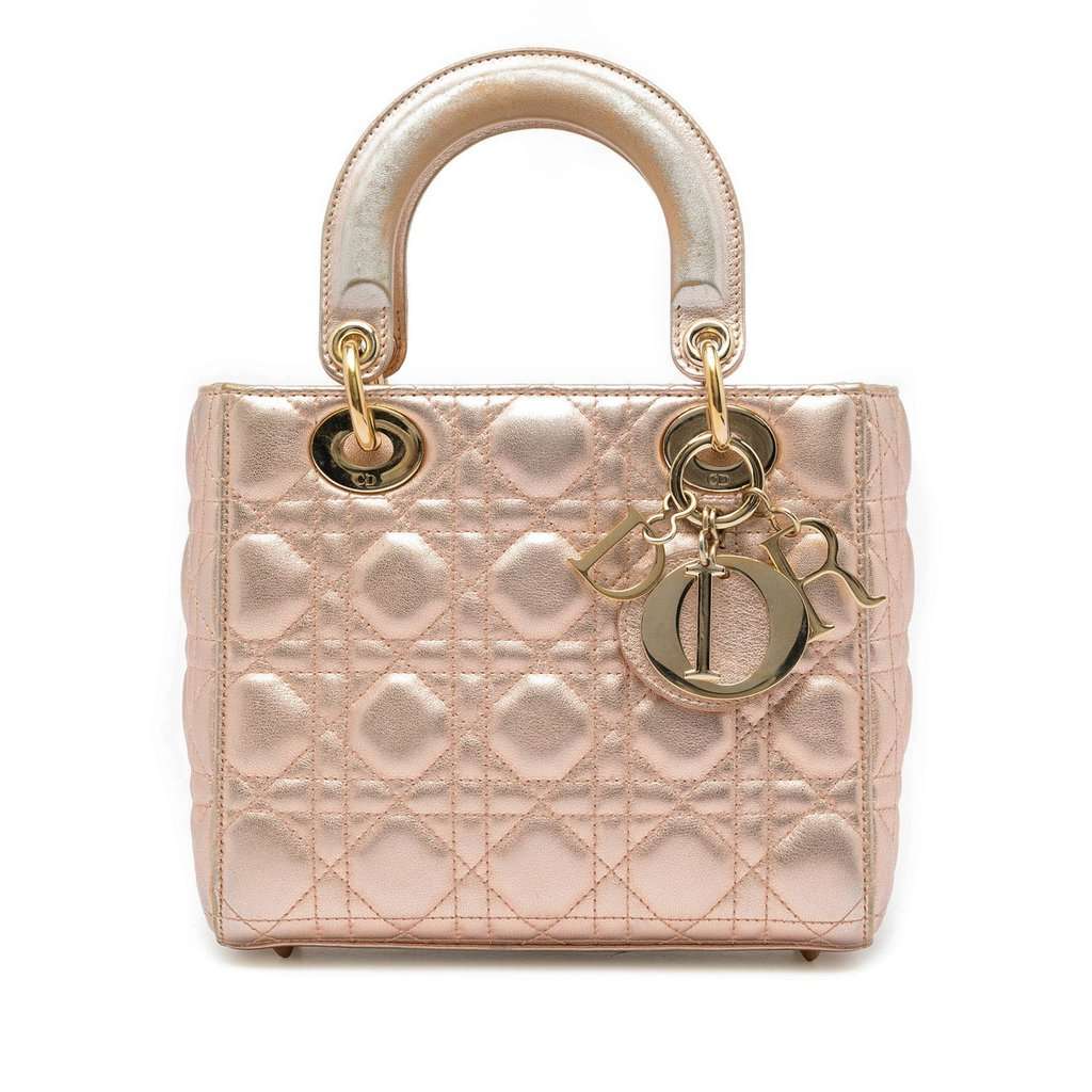 Dior Small Metallic Lambskin Cannage My ABCDior Lady Dior Gold Leather Very good condition - Front View