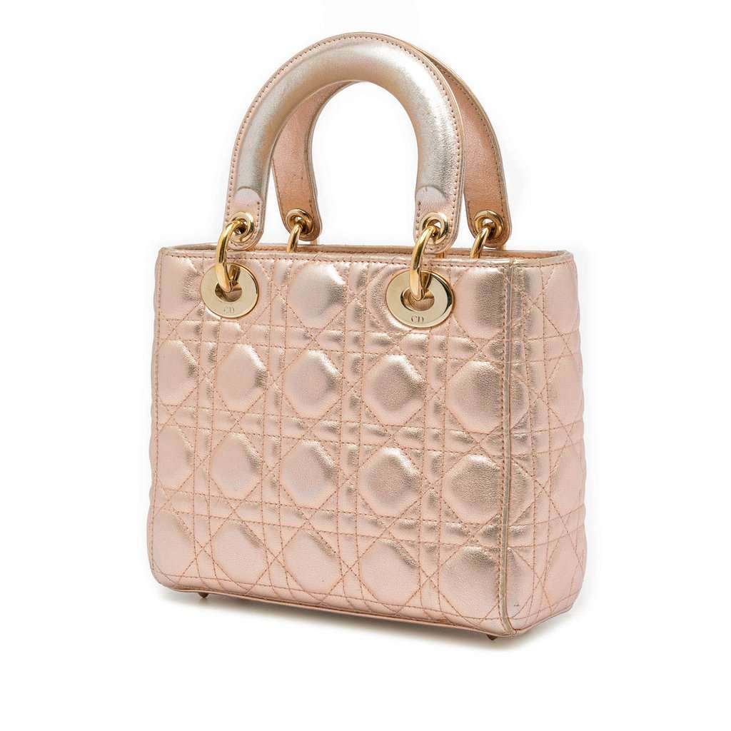Dior Small Metallic Lambskin Cannage My ABCDior Lady Dior Gold Leather Very good condition - Back View